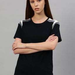 Roadster Women Black Solid Round Neck Pure Cotton T-shirt-picture-28