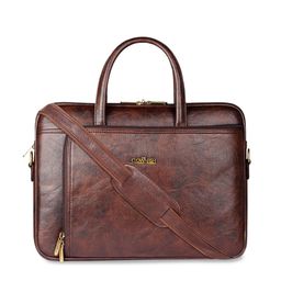 THE CLOWNFISH Unisex Brown Textured Laptop Bag-57