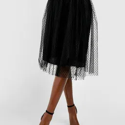 Boohoo Polka Dot Lace Flared Skirt-picture-53