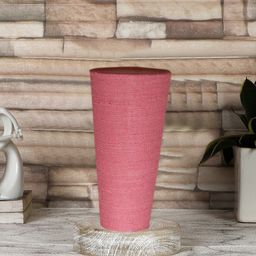 Devansh Pink Jute Cylinder Table Lamps With Brown Round Wood Base-46