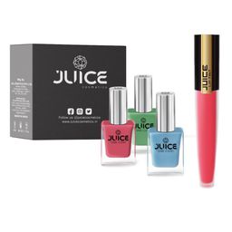 JUICE Set of 3 One Coat Nail Polishes with Lip Tint - Dusty Rose M-11-17