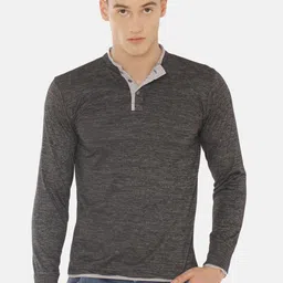 ARISE Men Charcoal Black Solid Henley Neck T-shirt-image-45