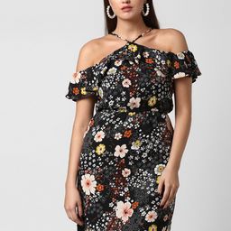 StyleStone Women Multicoloured Floral Print Halter Neck Sheath Dress-image-46