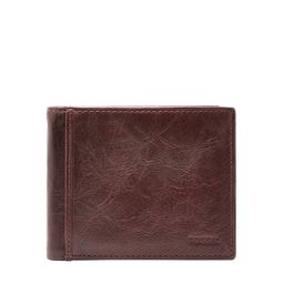 Fossil Men Brown Textured Two Fold Leather Wallet-1