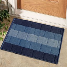 Status Blue & White Solid Anti-Skid Doormat-36