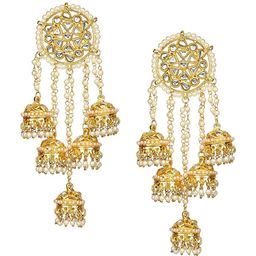 Runjhun Gold Contemporary Jhumkas Earrings-image-9