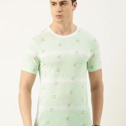 Peter England Casuals Men Striped Slim Fit T-shirt-image-90