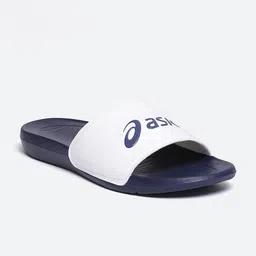 ASICS As003  Unisex White  Navy Blue Sliders-10