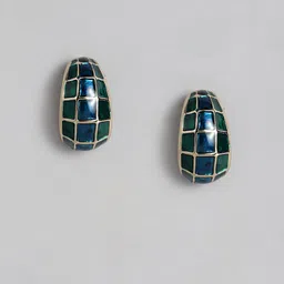 Estele Green & Blue Circular Half Hoop Earrings-image-93