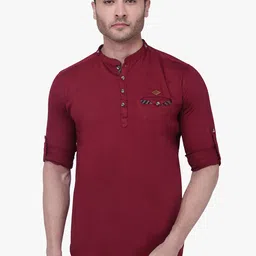Kuons Avenue Men Tailored Fit Band Collar Pure Cotton Casual Shirt-image-19