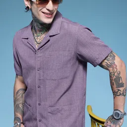 HERE&NOW Cuban Collar Casual Shirt-image-47