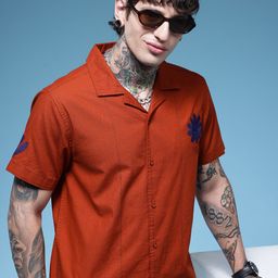 HERE&NOW Embroidered Detailed Pure Cotton Casual Shirt-image-10