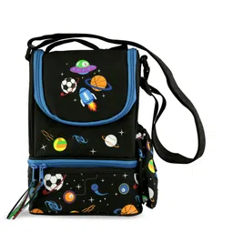 Smily Kiddos Kids Black & Blue Printed Lunch Bag-24