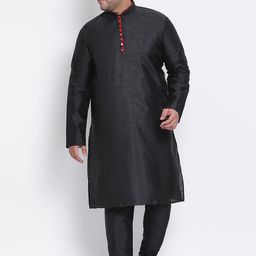 hangup plus Men Black Solid Kurta with Churidar-56