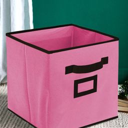 Kuber Industries Pink Solid Large Foldable Storage Box With Handle-4