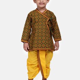 BownBee Boys Green & Yellow Printed Kurta with Dhoti Pants-58
