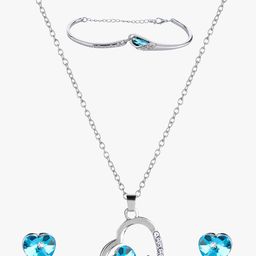 Peora Women Blue Austrian Crystal Jewellery Set-image-49