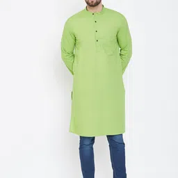 even Men Green Solid Straight Kurta-image-92
