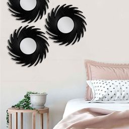 Art Street Set Of 3 Black Solid MDF Large Wall Mirrors-15