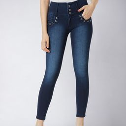 Miss Chase Women Navy Blue Skinny Fit High-Rise Light Fade Stretchable Jeans-picture-30