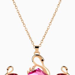 Peora Women Pink Crystal Pendant Jewellery Set-56