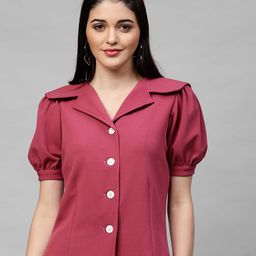 Athena Women Magenta Solid Shirt Style Top-image-66