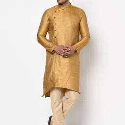 TABARD Men Orange Jacqard Printed Kurta with Churidar-image-61