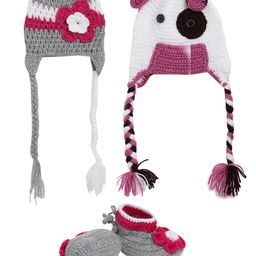 CHUTPUT Kids Pack of 2 Self Design Beanies with Mittens-42