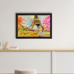 eCraftIndia Multicoloured Romantic Couple In Front Of Effiel Tower Love Theme Art Painting-image-81