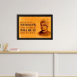 eCraftIndia Orange & Black Swami Vivekananda Motivational Quote Matt UV Art Painting-image-91