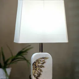 POSH-N-PLUSH White & Brown Solid Contemporary Winged Marble Table Lamp-25