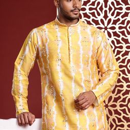 MANQ Men Printed Mirror Work Pure Cotton Kurta with Churidar-picture-37