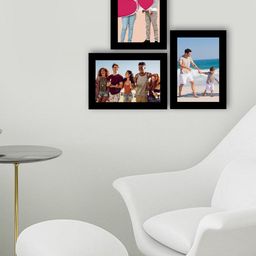 eCraftIndia Set Of 3 Black Solid Memory Wall Collage Photo Frames-16