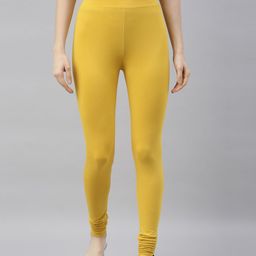 TWIN BIRDS Women Mustard Yellow Solid Churidar-Length Leggings-picture-25