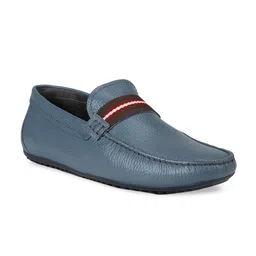 ROSSO BRUNELLO Men Blue & Brown Textured Leather Formal Loafers-image-7