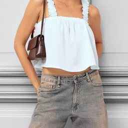 DressBerry Flare Fusion Ruched Strap Crop Top-image-51