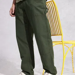 WROGN Men Loose Fit Pure Cotton Trousers-image-49