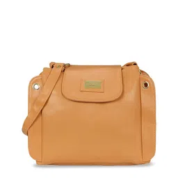KLEIO Peach-Coloured Solid Sling Bag-13