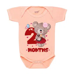KNITROOT Infant Kids Peach-Colored & Red Printed Bodysuit-5
