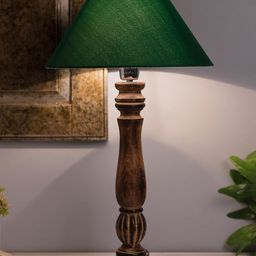 Homesake Brown & Green Solid Handcrafted Bedside Standard Table Lamp-13