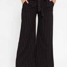 Westwood Women Black Relaxed Loose Fit Striped Parallel Trousers-image-63