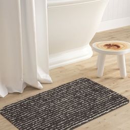 Saral Home Black & Grey Striped Furry Soft Microfiber Anti-Skid Bathmat-picture-31
