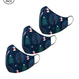 Tossido Kids Pack of 3 Navy Blue & White Printed 3-Ply Outdoor Masks-52