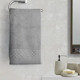 Portico New York Unisex Grey Solid Hand Towel-picture-2