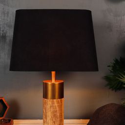 Grated Ginger Black & Brown Self Design Old Is Gold Bedside Lamp-26