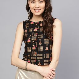 Varanga Black & Golden Tribal Crop Top-picture-39