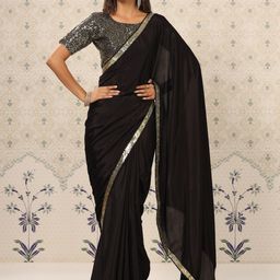 Ode by House of Pataudi Sequinned Pure Crepe Saree-picture-52