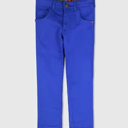 Cherry Crumble Boys Navy Blue Regular Fit Solid Chinos-image-34