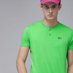 BEAT LONDON by PEPE JEANS Men Green Henley Neck Slim Fit T-shirt-image-20