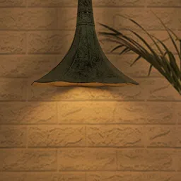 Fos Lighting Green Printed Vintage Gramophone Hanging Light in Patina Finish-image-16